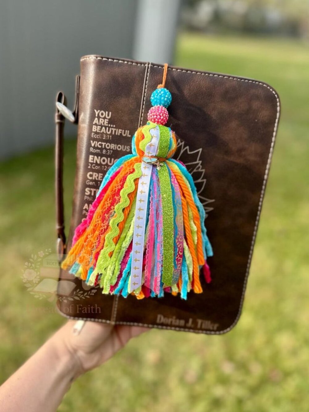 Handmade Rainbow Cheetah Book Mark/Bag Charm/Bible Tassel: 90s